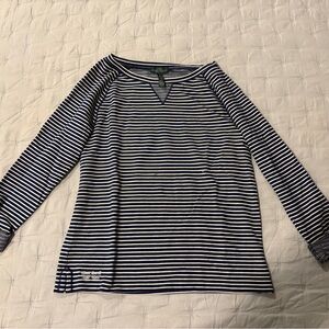 Ralph Lauren Navy and White Striped Top